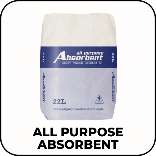 Spillmaster All Purpose Absorbent being used for a universal liquid spill cleanup