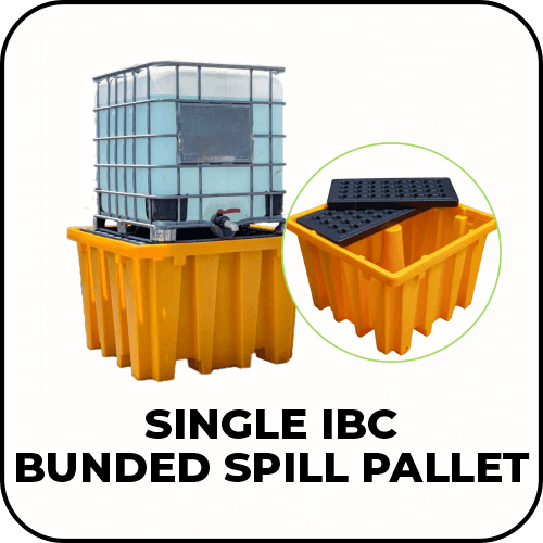 IBC Spill Pallet with a 1000L IBC, designed for safe and secure bulk liquid containment.
