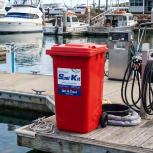 Alternative view of 240L Marine Oil & Fuel Spill Kit – Red Mobile Wheely Bin