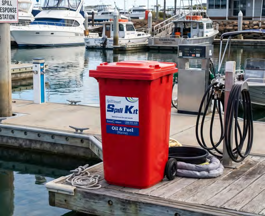 240L Marine Oil & Fuel Spill Kit – Red Mobile Wheely Bin - Image 2