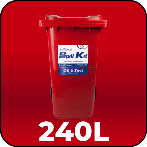 240L Marine Oil & Fuel Spill Kit – Red Mobile Wheely Bin