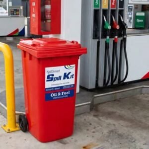 Alternative view of 120L Oil and Fuel Spill Kit – Red Mobile Wheely Bin